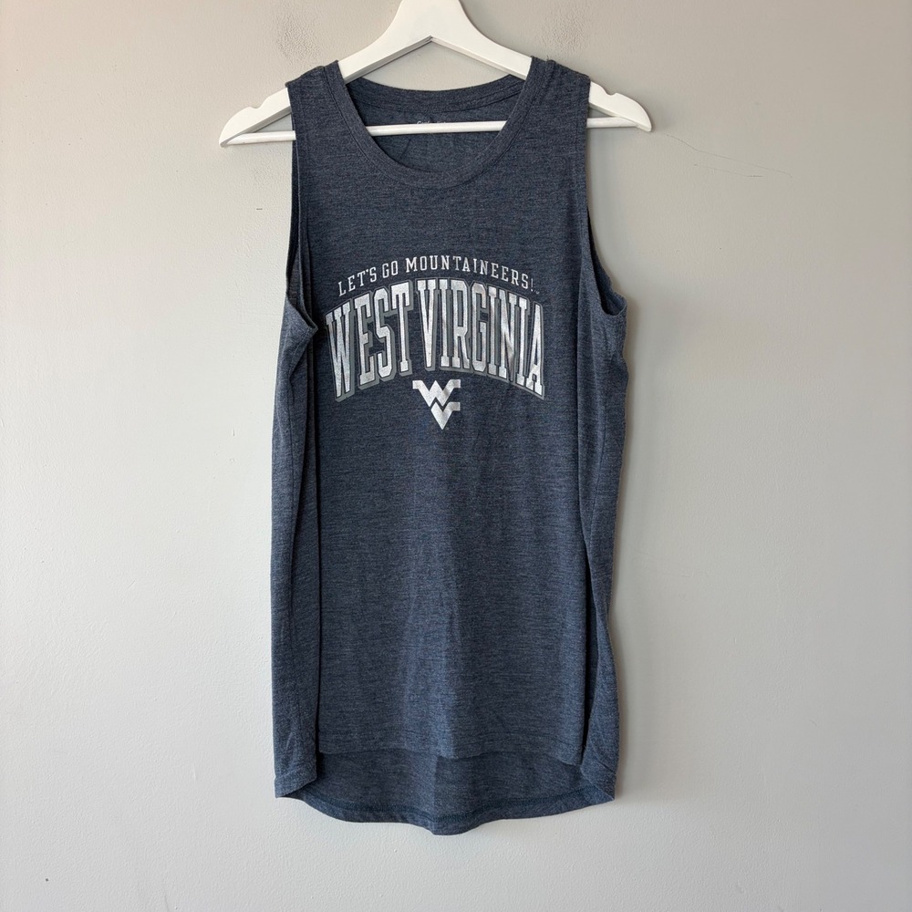 Captivating Apparel West Virginia Mountaineers Tank Top Navy Blue Heather‎ Large